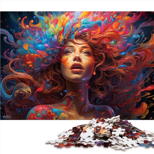 Puzzle für Erwachsene, 2000 Teile, buntes, psychedelisches Blumen- und Frauen-Papierpuzzle, für Erwachsene und Familien, Puzzle-Geschenke für Erwachsene. Größe: 70 x 100 cm. von LZYANG