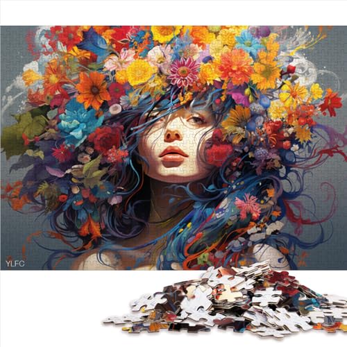 Puzzle für Erwachsene, 2000 Teile, buntes, psychedelisches Blumen- und Frauen-Papierpuzzle, für Teenager und Kinder, Stressabbau-Spielzeug, Größe: 70 x 100 cm von LZYANG