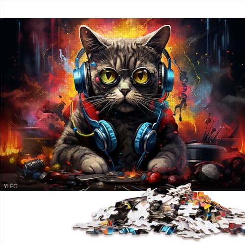 Puzzle für Erwachsene, 2000 Teile, farbenfrohes DJ-Katzen-Papierpuzzle, für Erwachsene und Familien, Lernspiel, Größe: 70 x 100 cm von LZYANG