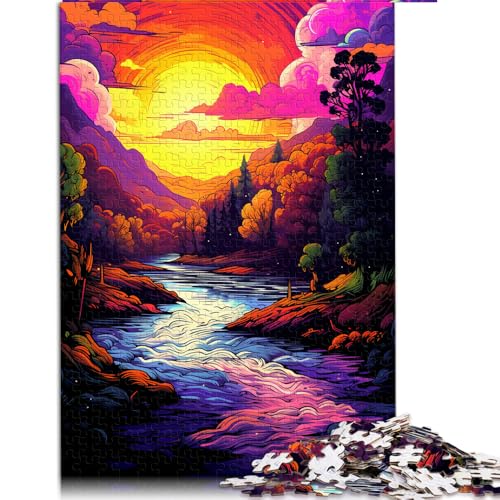 Puzzle für Erwachsene, 2000 Teile, farbenfrohes Papierpuzzle mit Sonnenuntergang am Fluss, für Kinder ab 12 Jahren, tolles Geschenk für Erwachsene, Größe: 70 x 100 cm von LZYANG