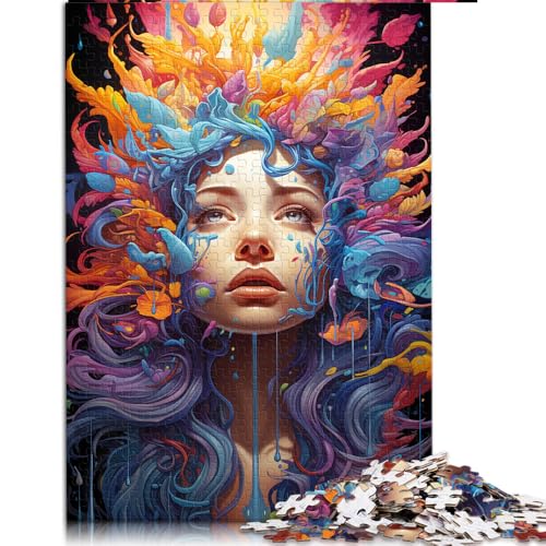 Puzzle für Erwachsene, 2000 Teile, farbenfrohes Papierpuzzle mit psychedelischem Gemälde eines Mädchens, für Erwachsene und Kinder ab 12 Jahren, Puzzle – anspruchsvolles Spiel, Größe: 70 x 100 cm von LZYANG