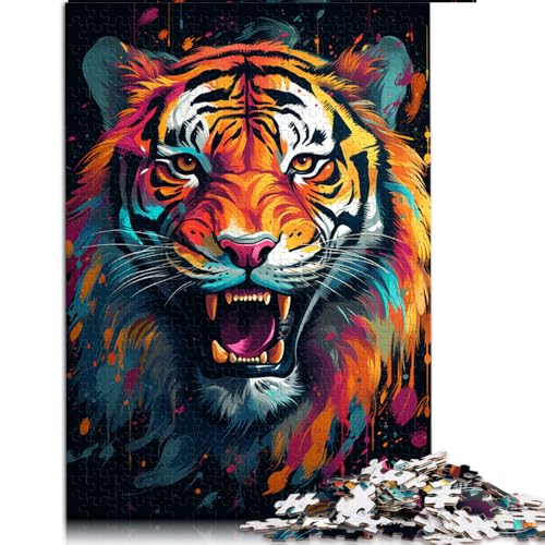 Puzzle für Erwachsene, 2000 Teile, farbenfrohes Tiger-Papierpuzzle in Spritzfarben, geeignet für Erwachsene und Kinder ab 12 Jahren, Denksportspiel. Größe: 70 x 100 cm. von LZYANG