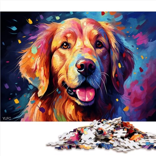 Puzzle für Erwachsene, 2000 Teile, volle Psychedelie von Golden Retrievern, Papierpuzzle, für Erwachsene und Kinder ab 12 Jahren, Geschenkideen, Größe: 70 x 100 cm von LZYANG