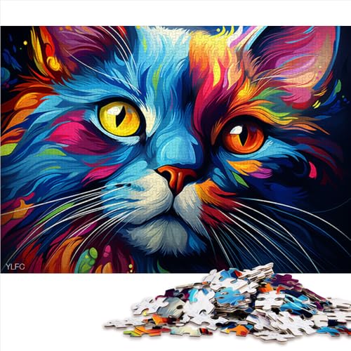 Puzzle für Erwachsene 1000, Fantasie-Farbkatze, Holzpuzzle, für Erwachsene und Kinder ab 12 Jahren, Lernspiele für zu Hause, DIY-Spielzeug, Größe: 52 x 38 cm von LZYANG