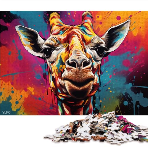 Puzzle für Erwachsene 1000, Farbenfrohes psychedelisches Giraffen-Papierpuzzle, Geeignet für Erwachsene und Kinder ab 12 Jahren, Lernspiele für Erwachsene und Kinder. Größe: 50 x 75 cm von LZYANG