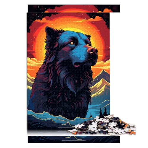 Puzzle für Erwachsene 1000, Kaukasischer Hund bei Sonnenuntergang, Papierpuzzle, für Erwachsene und Kinder ab 12 Jahren, Lernspiele für Erwachsene und Kinder. Größe: 50 x 75 cm. von LZYANG