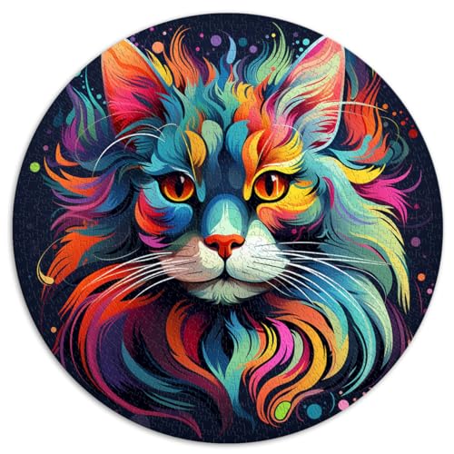 Puzzle für Erwachsene 1000, Maine-Coon-Katze, runde Puzzles, für Erwachsene und Kinder ab 12 Jahren, Papppuzzles, interessante Puzzles zur Stressreduzierung, Größe 67,5 x 67,5 von LZYANG