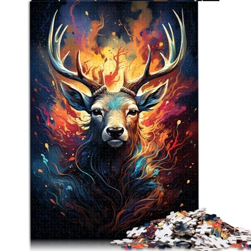 Puzzle für Erwachsene 1000, Papierpuzzle „Cosmic Psychedelic Deer“, für Erwachsene und Kinder ab 12 Jahren, Lernspiel für Erwachsene und Kinder. Größe: 50 x 75 cm. von LZYANG