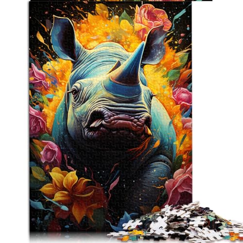 Puzzle für Erwachsene 1000, Papierpuzzle mit Nashorn-Motiv zum Ausmalen, für Erwachsene und Kinder ab 12 Jahren, pädagogisches Spiel und Herausforderungsspielzeug, Größe: 52 x 38 cm von LZYANG