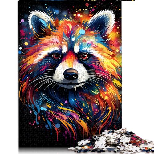 Puzzle für Erwachsene 1000, Papierpuzzle mit Waschbären-Motiv zum Ausmalen, für Erwachsene und Kinder ab 12 Jahren, lehrreiches Puzzle, Größe: 26 x 38 cm von LZYANG