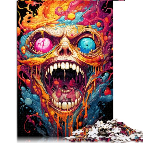 Puzzle für Erwachsene 1000, Papierpuzzle mit farbenfrohem Fantasie-Totenkopf, für Erwachsene und Kinder ab 12 Jahren, Spielzeug-Wanddekoration. Größe: 52 x 38 cm. von LZYANG