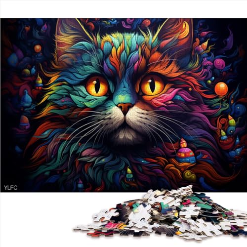 Puzzle für Erwachsene 1000, Papierpuzzle mit süßer Fantasie-Katzenzeichnung, für Erwachsene, Familien oder Kinder, Puzzle-Geschenk für Erwachsene. Größe: 52 x 38 cm. von LZYANG