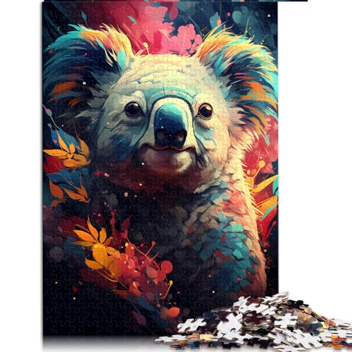 Puzzle für Erwachsene 1000, farbenfrohes psychedelisches Koala-Papierpuzzle, für Kinder ab 12 Jahren, Lernspiele für zu Hause, DIY-Spielzeug. Größe: 26 x 38 cm von LZYANG