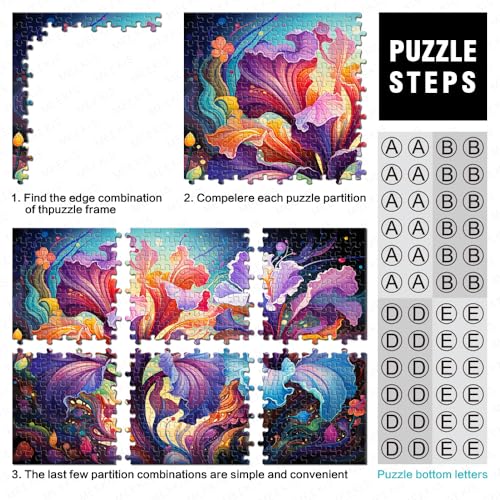 Puzzle für Erwachsene 1000,Stellen Sie Sich farbenfrohe, psychedelische Blumen-Holzpuzzles vor,Geeignet für Erwachsene und Kinder ab 12 Jahren,Puzzle – anspruchsvolles Spiel。Größe: 52 x 38 cm von LZYANG