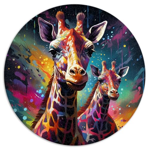 Puzzle für Erwachsene 1000 Teile, Giraffe, rundes Puzzle, Erwachsene und Kinder, Kartonpuzzle, Familienunterhaltungsspielzeug, Größe 67,5 x 67,5 von LZYANG