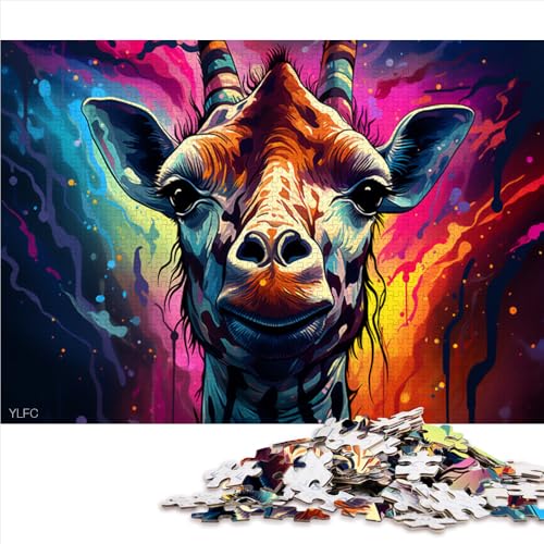 Puzzle für Erwachsene 2000, farbenfrohes Papierpuzzle mit Psychedelischer Giraffenmalerei, für Kinder ab 12 Jahren, Puzzlespielzeug zur Heimdekoration, Größe: 70 x 100 cm von LZYANG