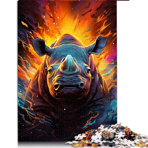 Puzzle für Erwachsene mit 1000 Teilen, Papierpuzzle mit Nashorn-Motiv zum Ausmalen, für Erwachsene und Kinder ab 12 Jahren, anspruchsvolle Puzzles für Erwachsene, Größe: 26 x 38 cm von LZYANG