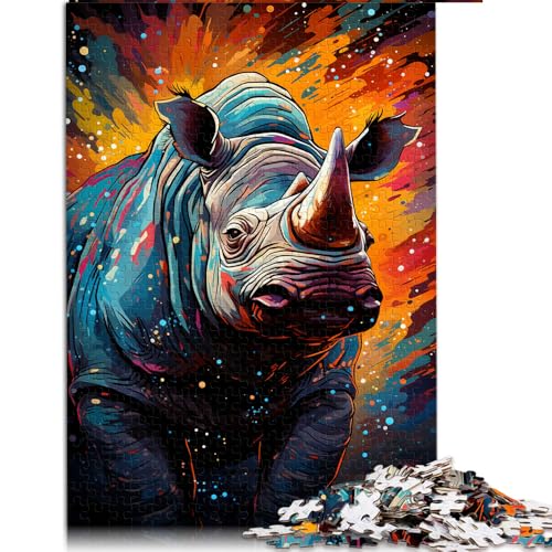 Puzzle für Erwachsene mit 1000 Teilen, Papierpuzzle mit Nashorn-Motiv zum Ausmalen, für Erwachsene und Kinder ab 12 Jahren, pädagogisches Spiel und herausforderndes Spielzeug, Größe: 26 x 38 cm von LZYANG