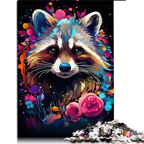 Puzzle für Erwachsene mit 1000 Teilen, Papierpuzzle mit Waschbär-Motiv, zum Ausmalen, für Erwachsene und Kinder, Lernspiel für Erwachsene und Kinder. Größe: 26 x 38 cm von LZYANG