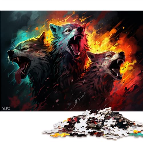 Puzzle für Erwachsene mit 1000 Teilen, Papierpuzzle mit psychedelischem Wolf in Farbe, geeignet für Erwachsene und Kinder ab 12 Jahren, Holzpuzzle für Familienspiele und als Heimdekoration. von LZYANG