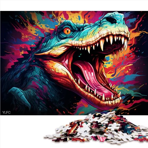 Puzzle für Erwachsene mit 1000 Teilen, farbenfrohes, psychedelisches Deinosuchus-Holzpuzzle, für Erwachsene und Kinder ab 12 Jahren, Denkspiel-Spielzeug. Größe: 52 x 38 cm. von LZYANG