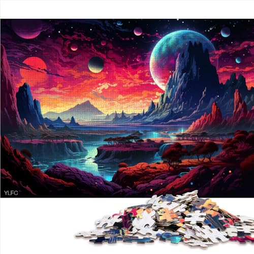 Puzzle für Erwachsene mit 1000 Teilen, farbenfrohes Wasser- und Weltraumlandschafts-Papierpuzzle, für Erwachsene und Kinder ab 12 Jahren, Puzzle, Denkspiel. Größe: 26 x 38 cm. von LZYANG