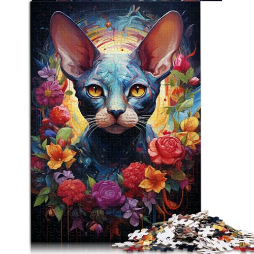 Puzzle für Erwachsene mit 1000 Teilen, farbenfrohes psychedelisches Sphinx-Katzen-Papierpuzzle, für Erwachsene und Kinder ab 12 Jahren, tolles Geschenk für Erwachsene. Größe: 50 x 75 cm von LZYANG