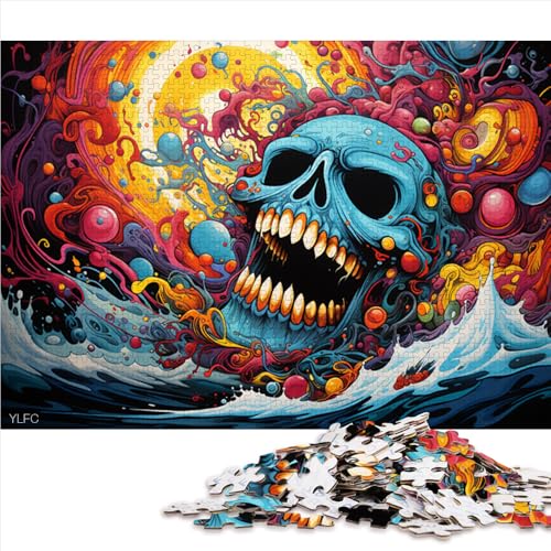 Puzzle für Erwachsene mit 1000 Teilen, farbenfrohes psychedelisches Totenkopf-Holzpuzzle, für Erwachsene und Kinder ab 12 Jahren, anspruchsvolles Spielgeschenk, Größe: 52 x 38 cm von LZYANG