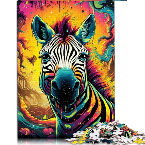 Puzzle für Erwachsene mit 1000 Teilen, farbenfrohes psychedelisches Zebra-Papierpuzzle, für Erwachsene und Kinder ab 12 Jahren, Lernspiele für Erwachsene und Kinder. Größe: 26 x 38 cm von LZYANG