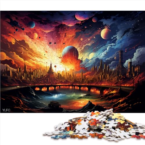 Puzzle für Erwachsene mit 2000 Teilen, farbenfrohes Papierpuzzle „Psychedelische Stadt in Farbe“, für Erwachsene und Kinder ab 12 Jahren, anspruchsvolles Spielzeug, Größe: 70 x 100 cm von LZYANG