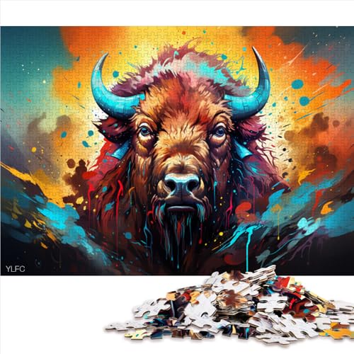 Puzzle für Erwachsene und Kinder, 1000 Teile, Bison-Papierpuzzle, für Erwachsene und Kinder ab 12 Jahren, pädagogisches Puzzle zum Stressabbau, Größe: 50 x 75 cm von LZYANG