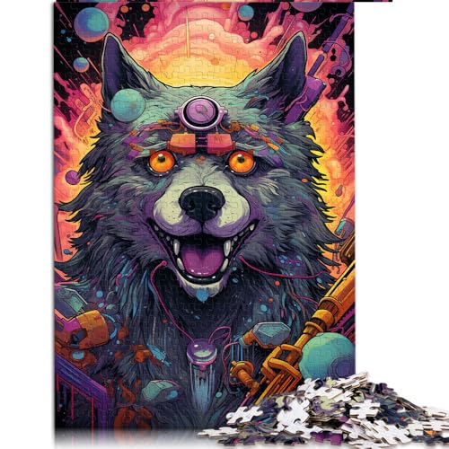 Puzzle für Erwachsene und Kinder, 1000 Teile, Bunter böser Hund aus der Zukunft, Papierpuzzle, für Erwachsene und Kinder ab 12 Jahren, lustige Puzzlespiele, Größe: 26 x 38 cm von LZYANG