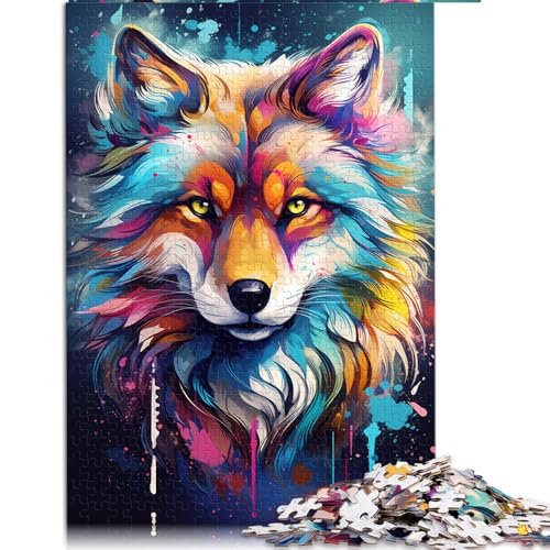 Puzzle für Erwachsene und Kinder, 1000 Teile, Papierpuzzle „Fuchs in Farbe malen“, Puzzles für 12-Jährige, tolles Geschenk für Erwachsene. Größe: 26 x 38 cm von LZYANG