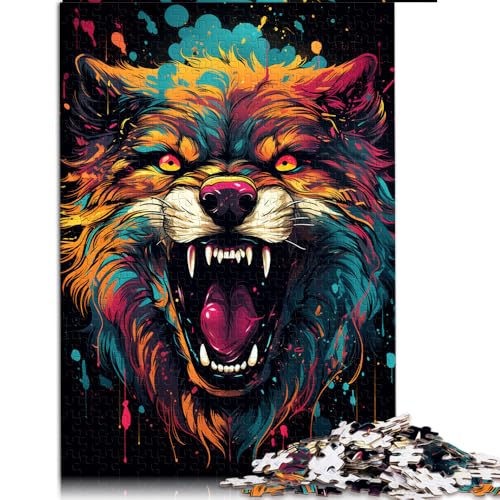 Puzzle für Erwachsene und Kinder, 1000 Teile, Papierpuzzle mit Wolfsmotiv, zum Ausmalen, für Erwachsene und Kinder ab 12 Jahren, anspruchsvolles Spiel. Größe: 26 x 38 cm. von LZYANG