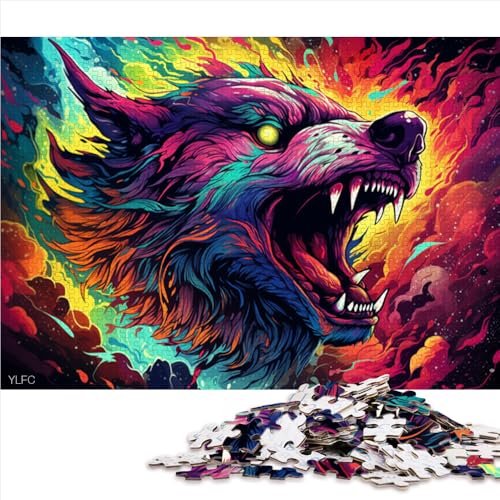 Puzzle für Erwachsene und Kinder, 1000 Teile, farbenfrohes Holzpuzzle mit Sternenwolf, für Erwachsene und Kinder ab 12 Jahren, entspannendes intellektuelles Lernspielzeug. Größe: 52 x 38 cm. von LZYANG