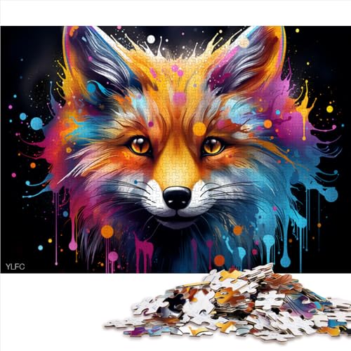 Puzzle für Erwachsene und Kinder, 1000 Teile, farbenfrohes psychedelisches Fuchs-Kunst-Papierpuzzle, für Erwachsene und Jugendliche ab 12 Jahren, Familienaktivität, Größe: 50 x 75 cm von LZYANG