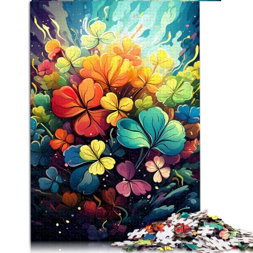 Puzzle für Erwachsene und Kinder, 1000 Teile, farbenfrohes psychedelisches Kleeblatt-Papierpuzzle, für Erwachsene und Jugendliche ab 12 Jahren, pädagogisches Puzzle, Familienspiel, Größe: 50 x 75 cm von LZYANG