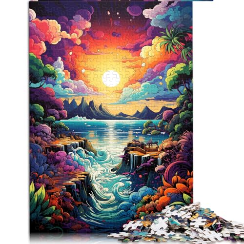 Puzzle mit 1000 Teilen, Fantasie-Sonnenuntergang am Strand, Papierpuzzle, Geeignet für Erwachsene und Kinder ab 12 Jahren, Weihnachtspuzzle-Geschenke für Frauen. Größe: 52 x 38 cm von LZYANG