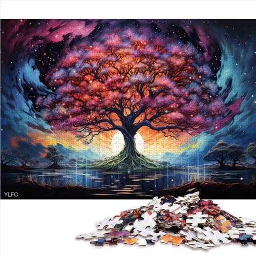 Puzzle mit 1000 Teilen, Papierpuzzle „Kirschblütenbaum in Fantasiefarben“, Puzzle für 12-Jährige, Lernspiel und Herausforderungsspielzeug, Größe: 50 x 75 cm von LZYANG