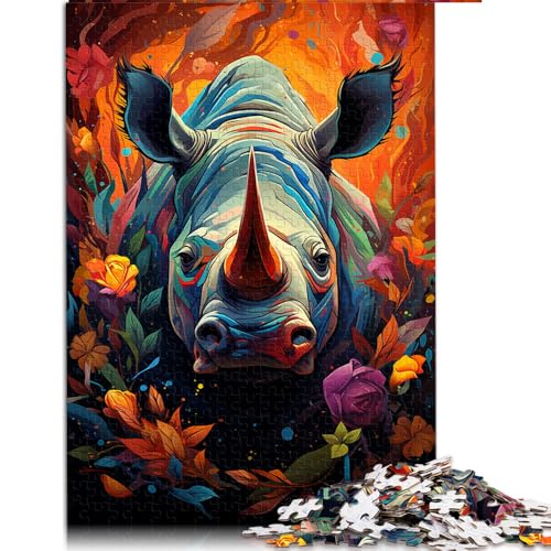 Puzzle mit 1000 Teilen, Papierpuzzle mit Nashorn-Motiv, zum Ausmalen, geeignet für Erwachsene und Kinder ab 12 Jahren, Puzzlespielzeug zur Heimdekoration, Größe: 26 x 38 cm von LZYANG