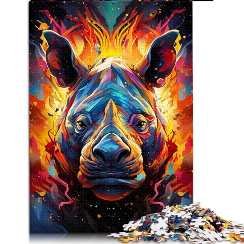 Puzzle mit 1000 Teilen, Papierpuzzle mit Nashorn-Motiv, zum Ausmalen, geeignet für Erwachsene und Kinder ab 12 Jahren, für Familienspaß und Spieleabende. Größe: 26 x 38 cm. von LZYANG