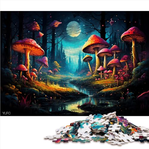 Puzzle mit 1000 Teilen, Psychedelic Mushroom City-Papierpuzzle, für Erwachsene und Kinder ab 12 Jahren, tolles Geschenk für Erwachsene. Größe: 52 x 38 cm. von LZYANG