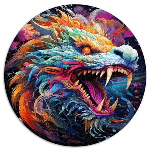 Puzzle mit 1000 Teilen, chinesischer Tanzender Drache, rundes Puzzle, für Erwachsene und Kinder ab 12 Jahren, Kartonpuzzle, Denkspiel, Größe 67,5 x 67,5 von LZYANG