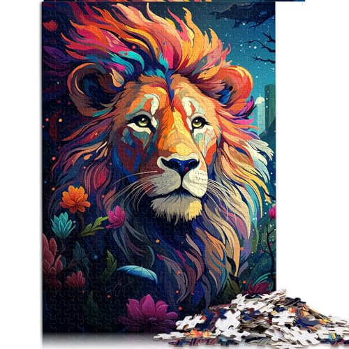 Puzzle mit 1000 Teilen, farbenfrohes, psychedelisches, süßes Regenbogenlöwen-Papierpuzzle, für Erwachsene und Kinder ab 12 Jahren, anspruchsvoll. Größe: 50 x 75 cm von LZYANG