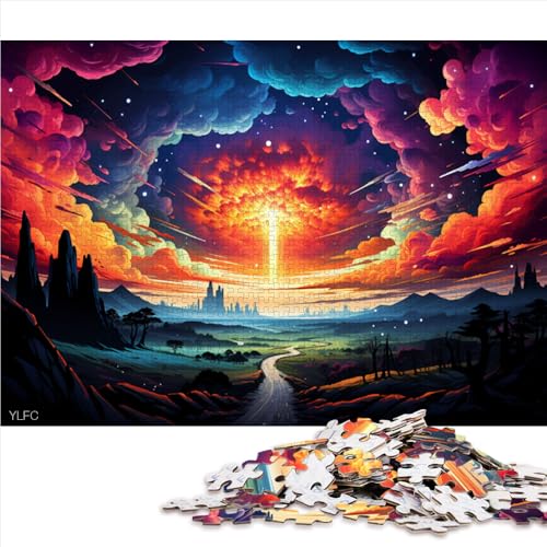 Puzzle mit 1000 Teilen, farbenfrohes Holzpuzzle mit Psychedelischer Landschaftsmalerei, für Erwachsene und Kinder ab 12 Jahren, Lernspiel für Erwachsene und Kinder. Größe: 52 x 38 cm. von LZYANG