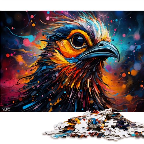 Puzzle mit 1000 Teilen, farbenfrohes psychedelisches Wachtel-Papierpuzzle, für Erwachsene und Kinder, Denkspiel, Spielzeug. Größe: 52 x 38 cm. von LZYANG