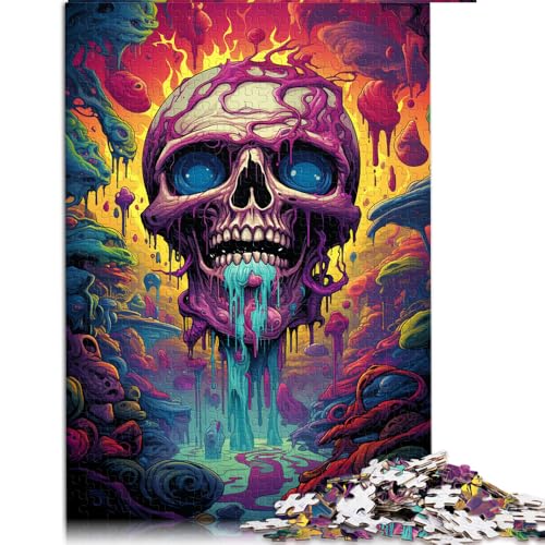 Puzzle mit 1000 Teilen, psychedelisches Farbgemälde mit Totenkopf, Papierpuzzle, für Erwachsene und Kinder ab 12 Jahren, Unterhaltung, Größe: 50 x 75 cm von LZYANG