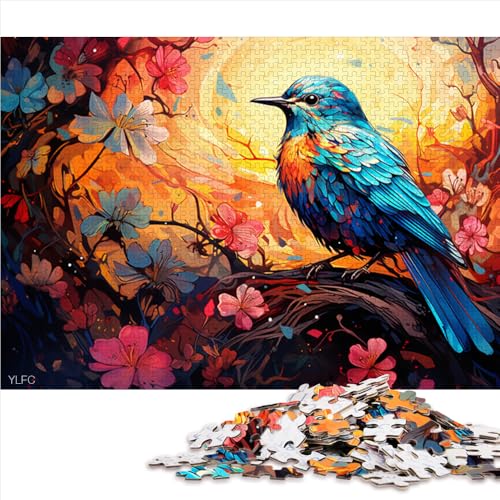 Puzzle mit 1000 Teilen für Erwachsene, Fantasie-Holzpuzzle mit Buntem Kolibri, für Erwachsene und Kinder ab 12 Jahren, Lernspiel und herausforderndes Spielzeug. Größe: 52 x 38 cm. von LZYANG