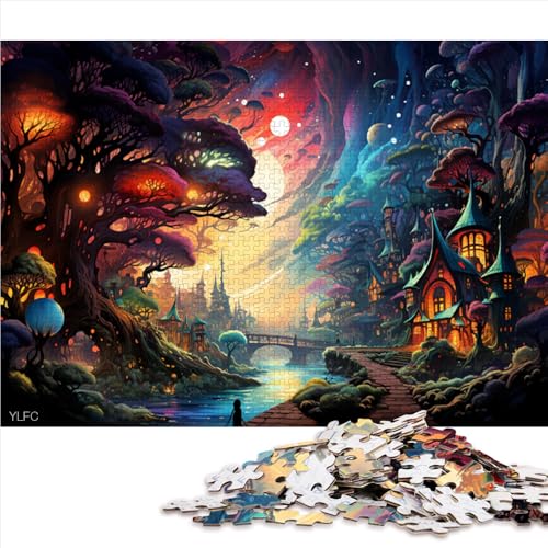 Puzzle mit 1000 Teilen für Erwachsene, Fantasie-Pilzwelt, Holzpuzzle, für Kinder ab 12 Jahren, Lernspielzeug, Größe: 52 x 38 cm von LZYANG