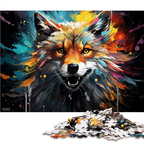 Puzzle mit 1000 Teilen für Erwachsene, Farbzeichnung eines Fuchs-Papierpuzzles, für Erwachsene und Kinder ab 12 Jahren, Holzpuzzle als Familienspiel und Heimdekoration. Größe: 50 x 75 cm von LZYANG